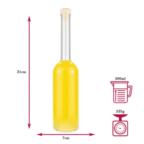 Butelka z dluga szyjka Fenice 500ml Bimberek wymiary