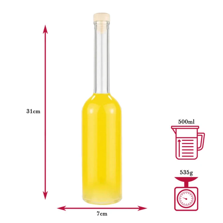 Butelka z dluga szyjka Fenice 500ml Bimberek wymiary