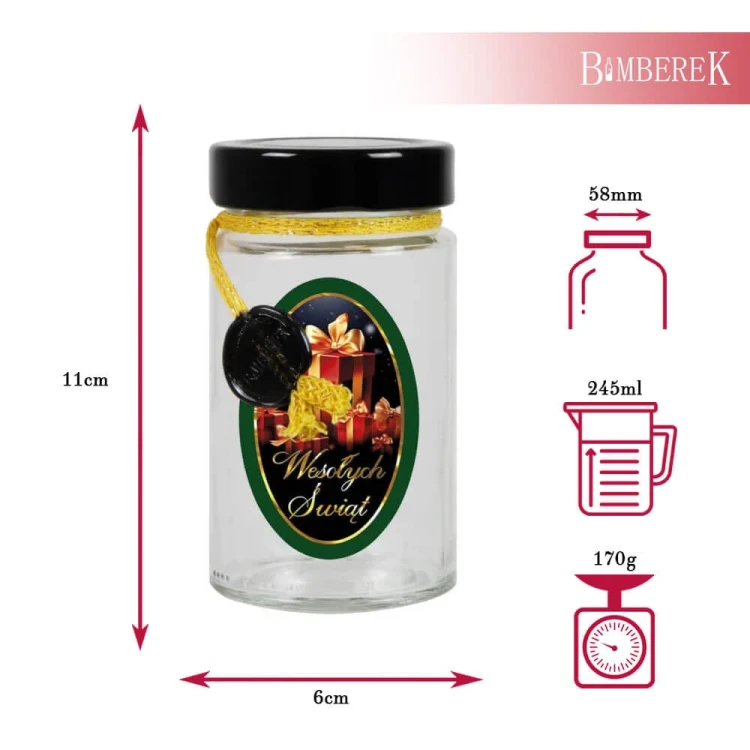 swiateczny sloik Aria 245ml bimberek wymiary