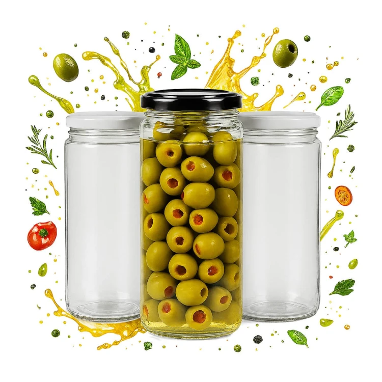 Wysoki sloik 500ml long na oliwki, zestaw bimberek
