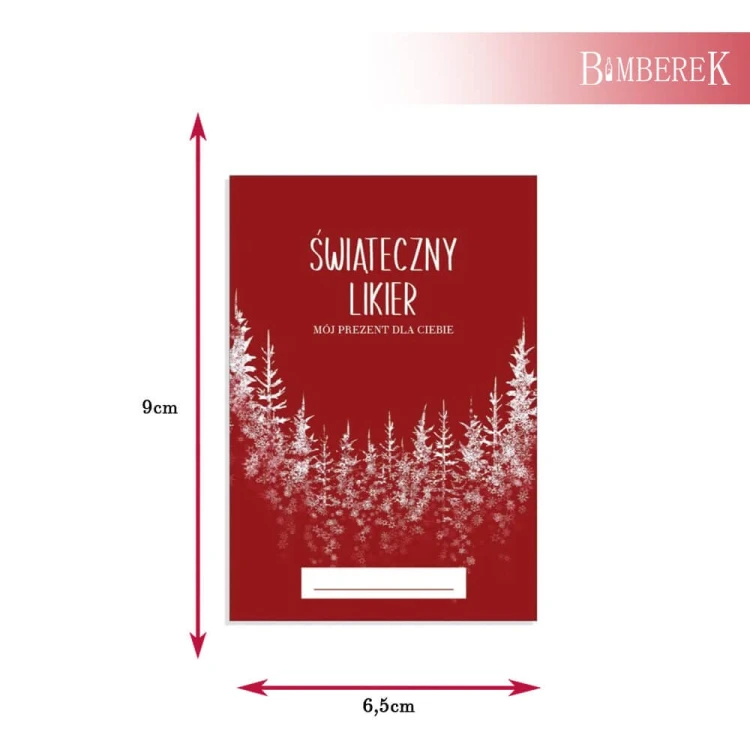 Etykieta na likier Bimberek wymiary