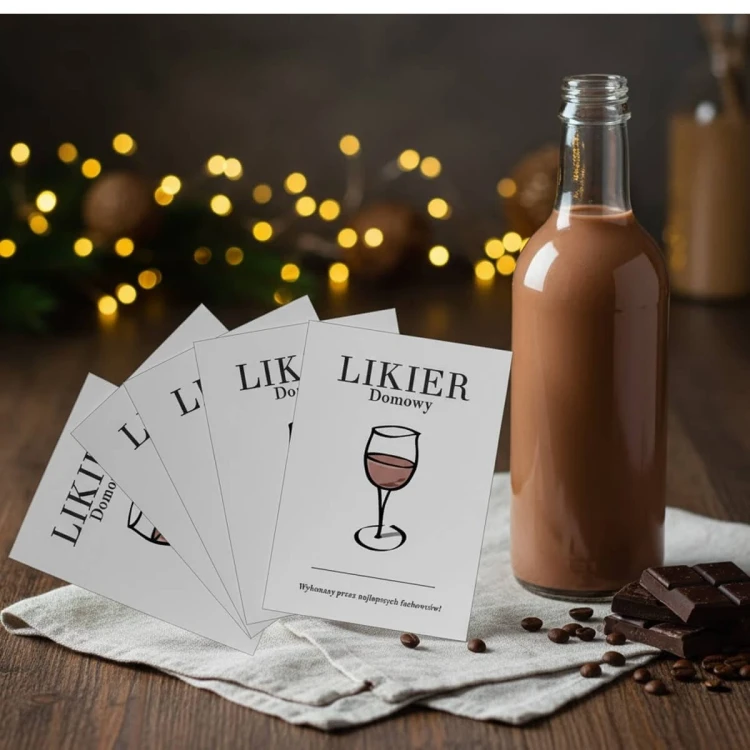 biale Etykieta na likier Bimberek