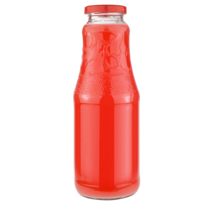 szklana Butelka na sok ozdobna wytłaczana owoce 1L Bimberek