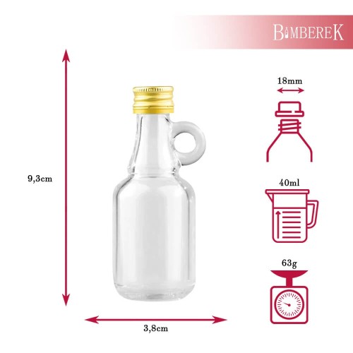 Buteleczka Galonik 40ml z uszkiem Bimberek wymiary