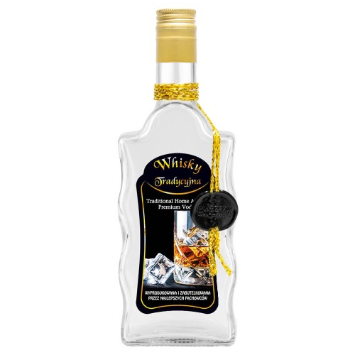 Butelka zdobiona sznurkiem zlotym fala whisky