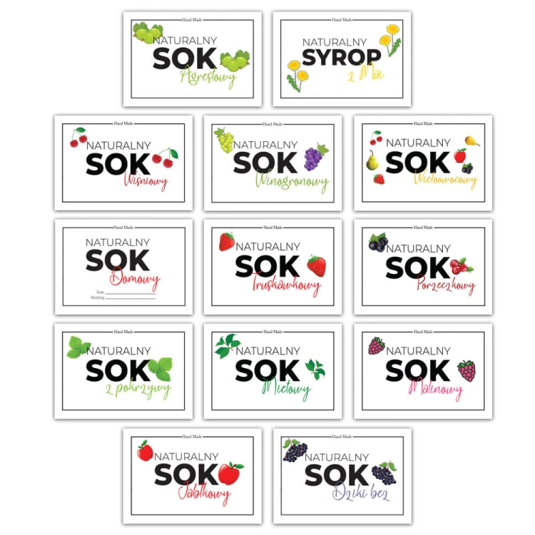 Etykiety na soki bimberek