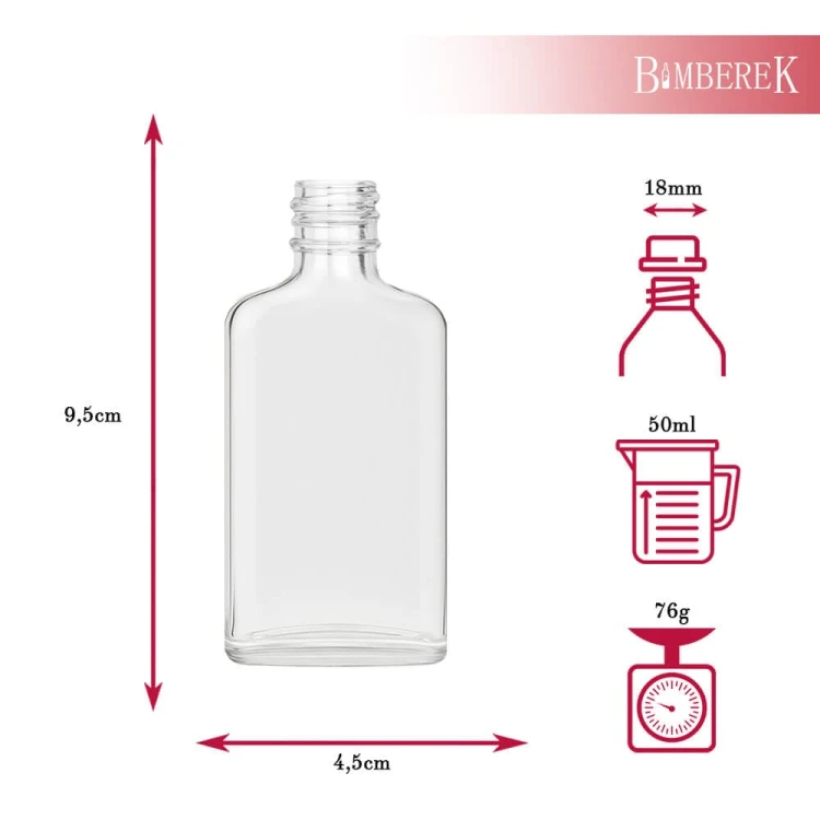 Buteleczka piersiowka Laura 50ml bimberek wymiary