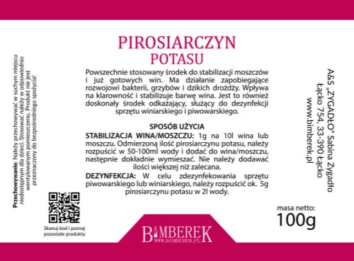 Pirosiarczyn potasu Bimberek 100g