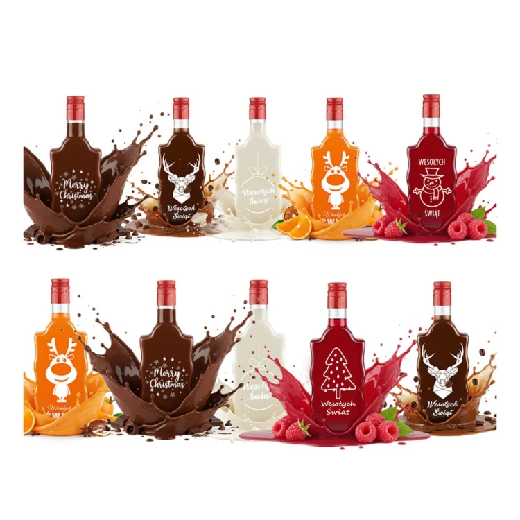 swiateczna butelkaz nadrukiem fala 500ml likier duzy zestaw hurtownia
