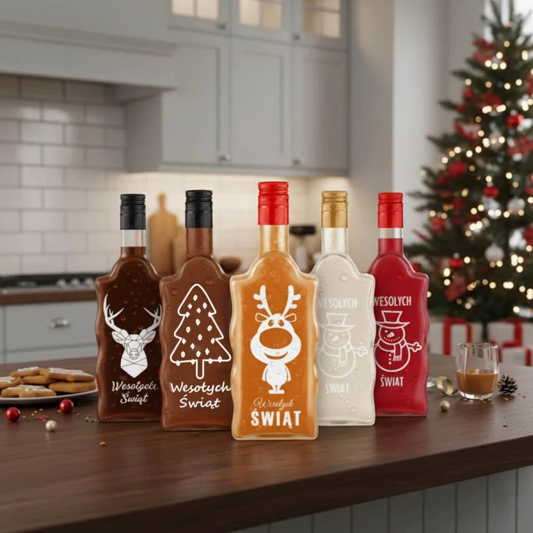 swiateczna butelka z nadrukiem fala 500ml likier duzy zestaw 10szt