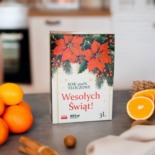 wesolych swiat Swiateczny kartonik na sok 3l bimberek hurt