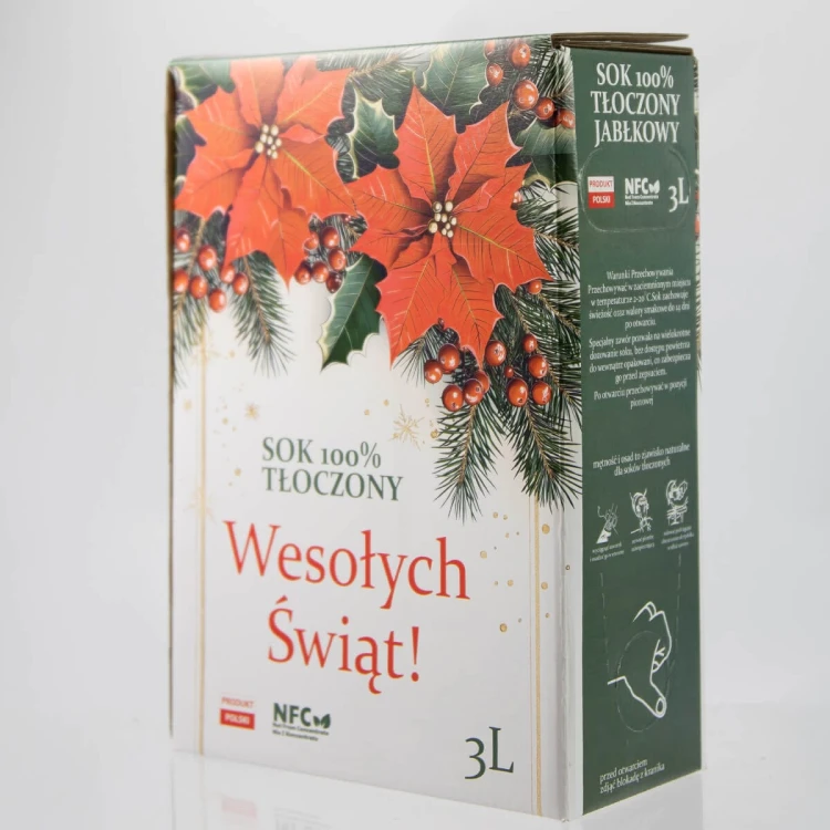 piekny Swiateczny karton na sok 3l bimberek