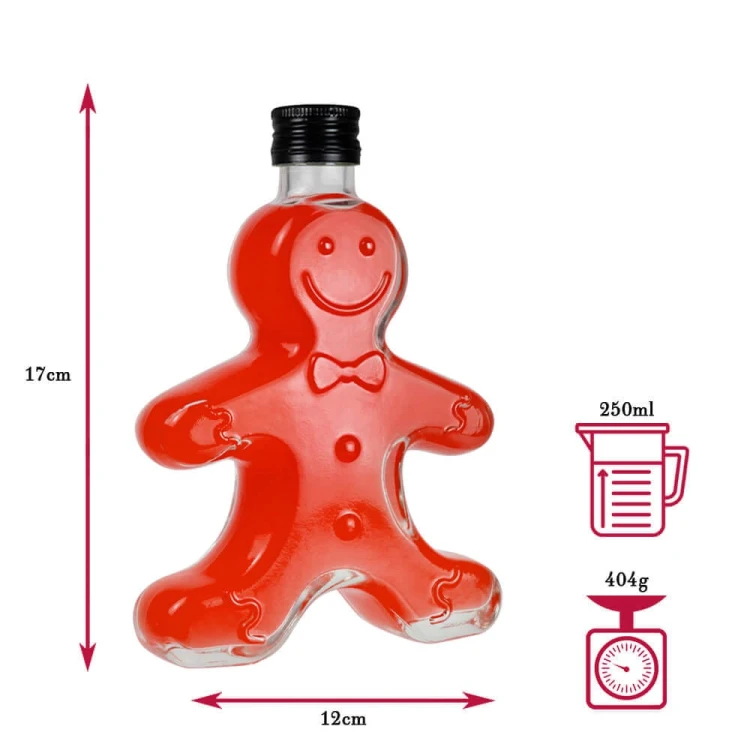 szklana swiateczna butelka ciastko 250ml Bimberek wymiary