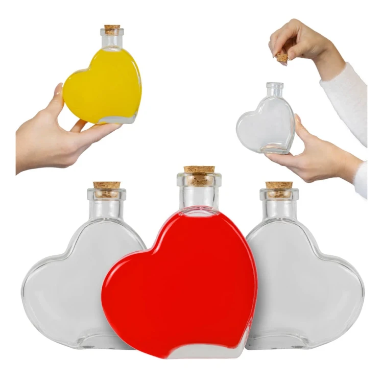 szklana Butelka Serce 250 ml Bimberek zestaw
