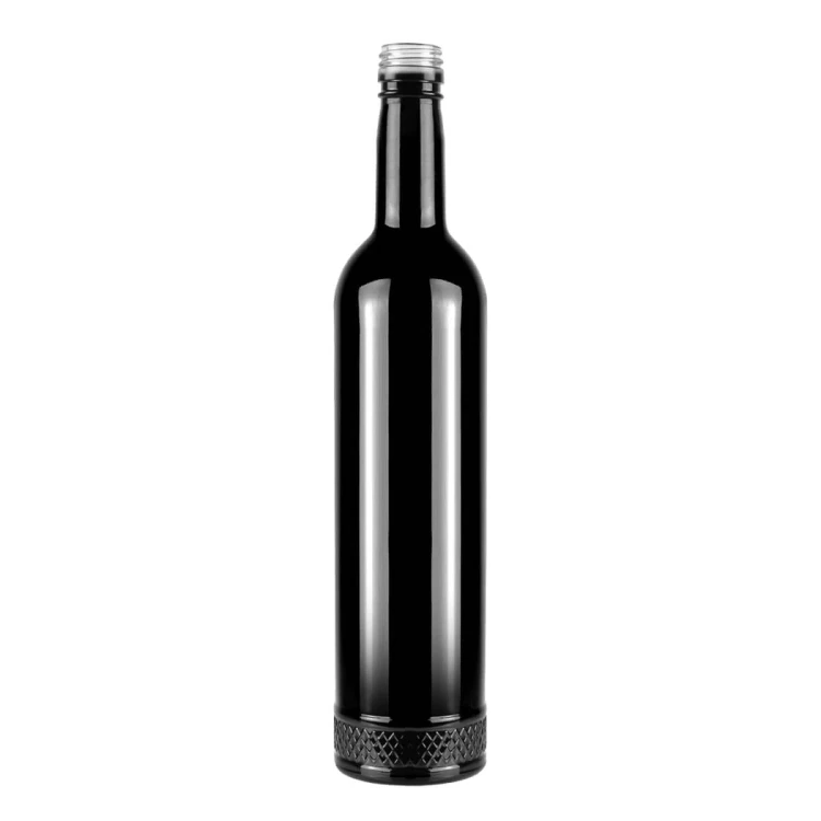 Elegancka czarna szklana butelka Krysztal bimberek bez zakretki