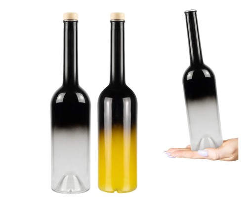 Butelka Fenice czarna gradient ombre z korkiem 700ml Bimberek hurtownia