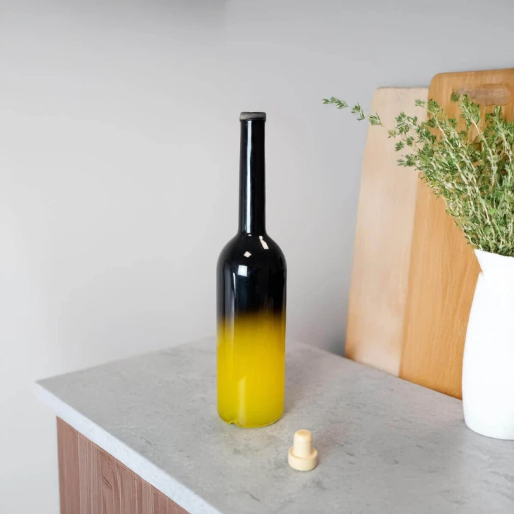 Butelka Fenice czarna gradient ombre z korkiem 700ml Bimberek