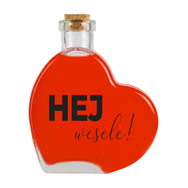 butelka na wesele serce Hej wesele Bimberek online
