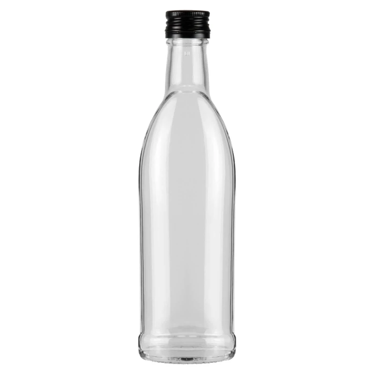 szklane Butelki Iskra 250ml Bimberek czarna zakretka krotka