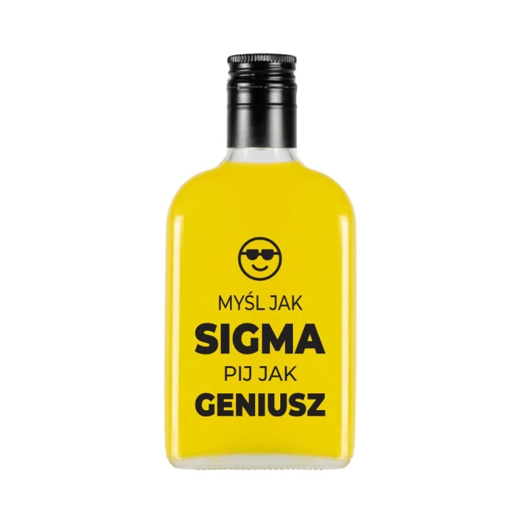 Sigma piersiówka 200ml z nadrukiem mysl jak sigma pij jak geniusz bimberek sklep