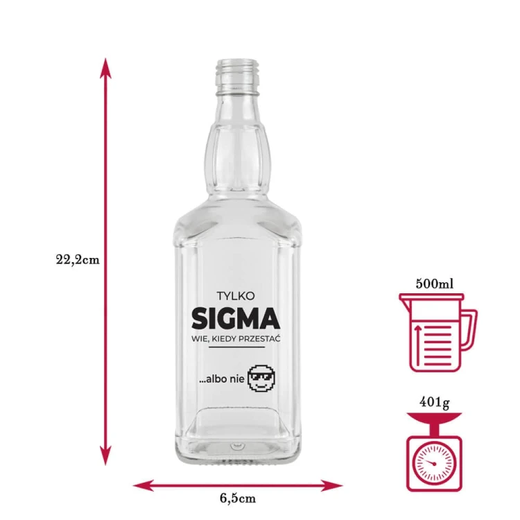 sigma Butelka Daniels 500ml z nadrukiem Bimberek wymiary