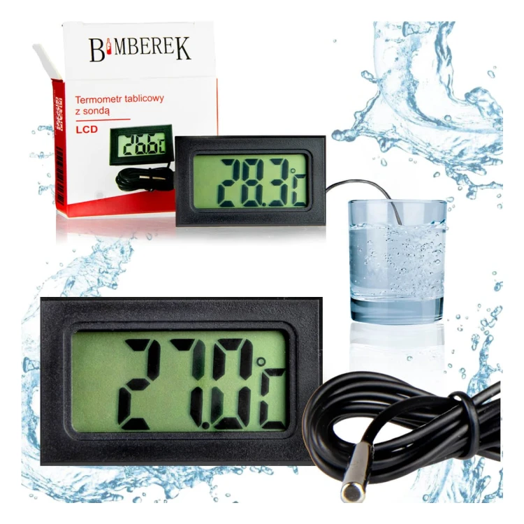 termometr elektroniczny do cieczy LCD z sonda bimberek