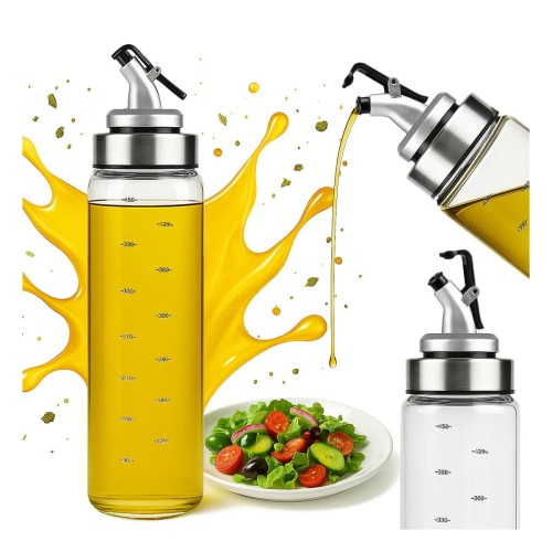 elegancki Szklany dozownik z podziałką 500 ml na olej, oiwe, sos, ocet Bimberek