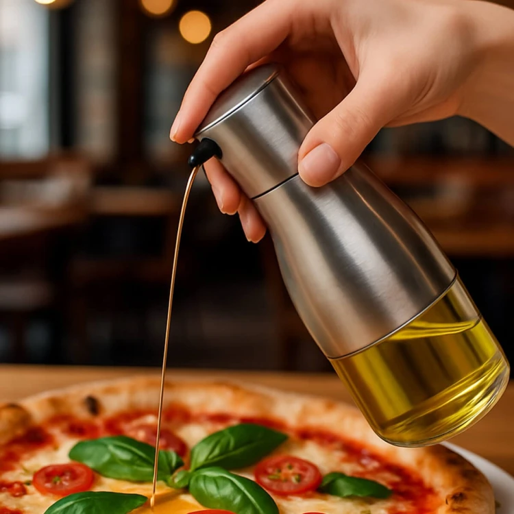 Dozownik szklany metalowy na olej oliwe bimberek do pizzy