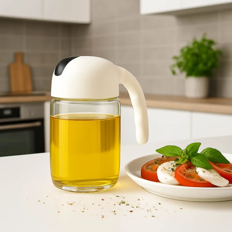 Szklany nalewak z dozownikiem na sosy olej oliwe 300ml z raczka bimberek