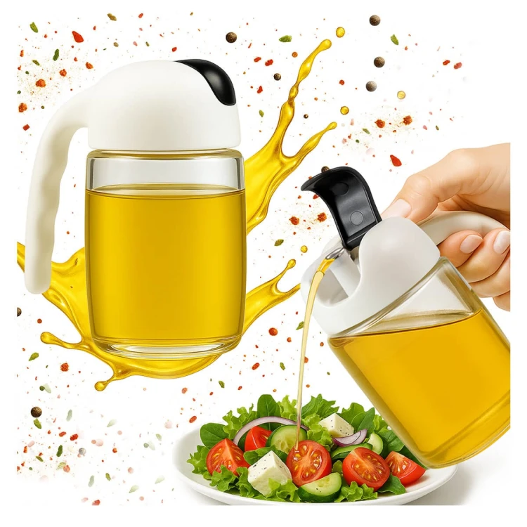 bialy Szklany nalewak z dozownikiem na sosy olej oliwe 300ml bimberek