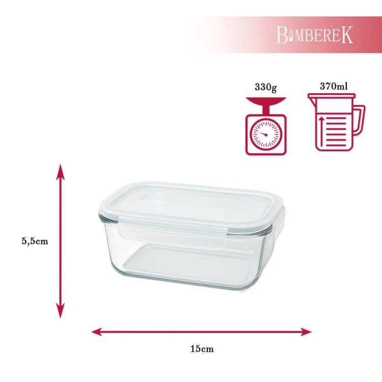 Szklany pojemnik na zywnosc 370ml maly szklany lunchbox bimberek sklepwymiary
