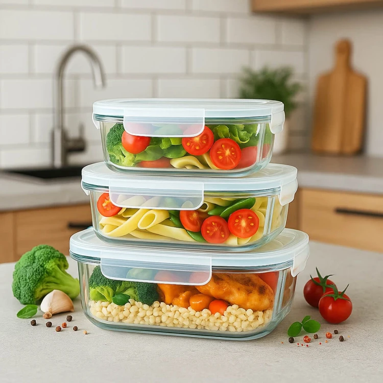 Szklany pojemnik na zywnosc szklany lunchbox bimberek sklep zestaw trzech rozmiarow