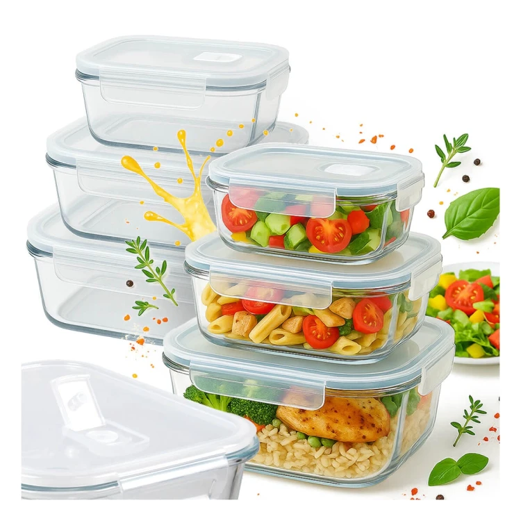 Szklany pojemnik na zywnosc szklany lunchbox bimberek zestaw trzech rozmiarow