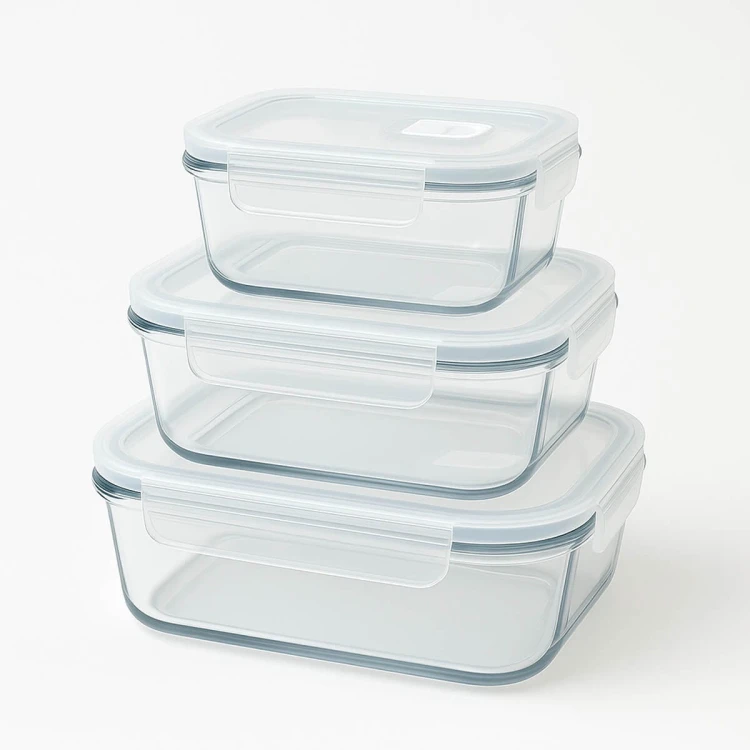 Szklany pojemnik na zywnosc szklany lunchbox bimberek zestaw trzech rozmiarow