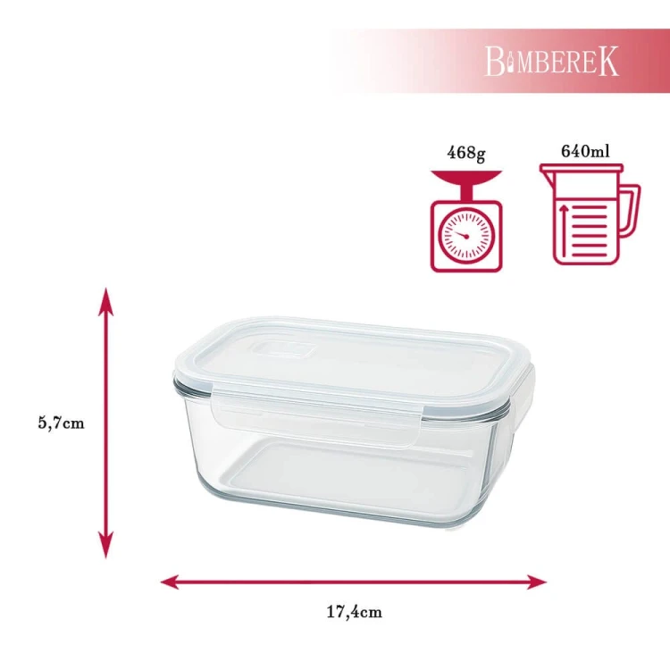 Szklany pojemnik na zywnosc 640ml sredni szklany lunchbox bimberek wymiary