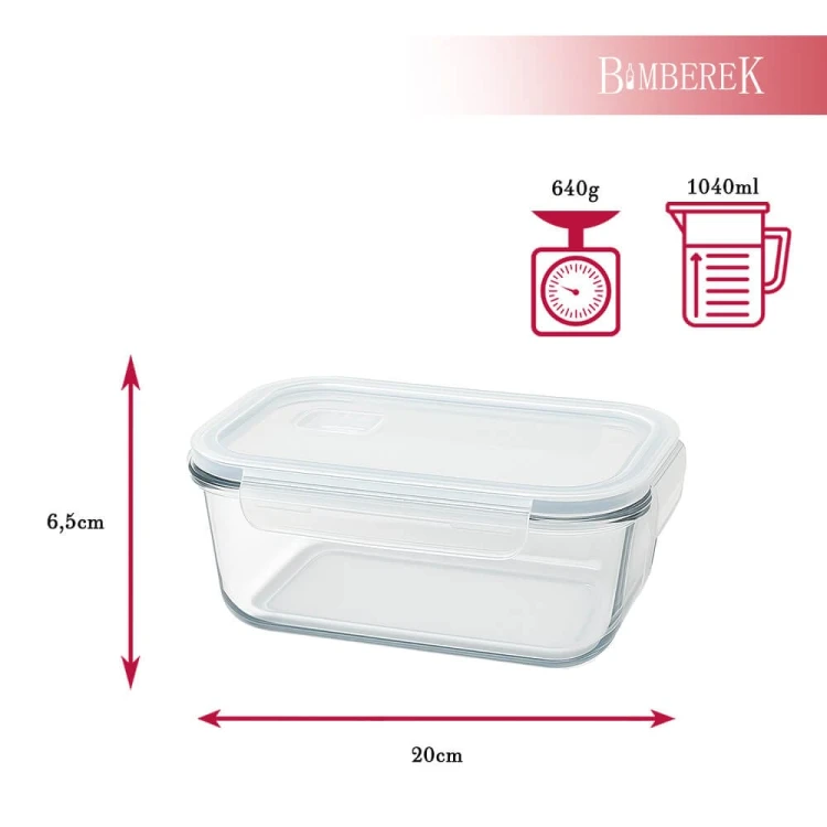 Szklany pojemnik na zywnosc 1040ml duzy szklany lunchbox bimberek wymiary