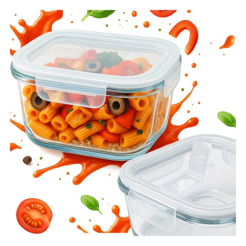 Szklany lunchbox 800ml kwadratowy Bimberek