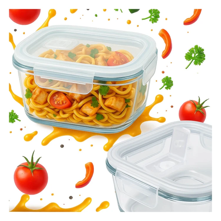 ekologiczny Szklany lunchbox 520ml kwadratowy sredni Bimberek