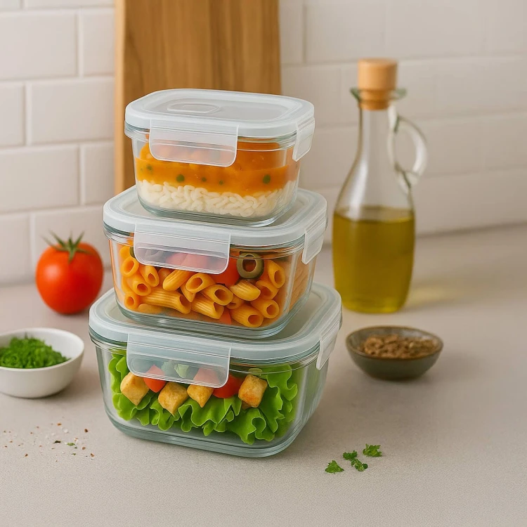 Szklany lunchbox zestaw trzech pojemnosci Bimberek