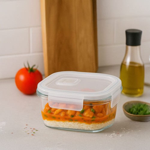 Szklany lunchbox 320ml kwadratowy Bimberek