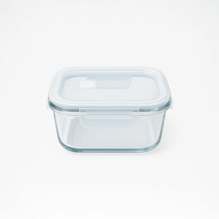 bezbarwny Szklany lunchbox 320ml kwadratowy Bimberek