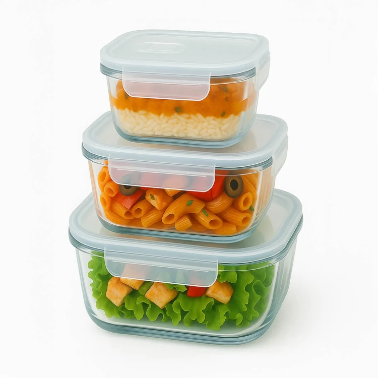 Szklany lunchbox zestaw trzech rozmiarów Bimberek