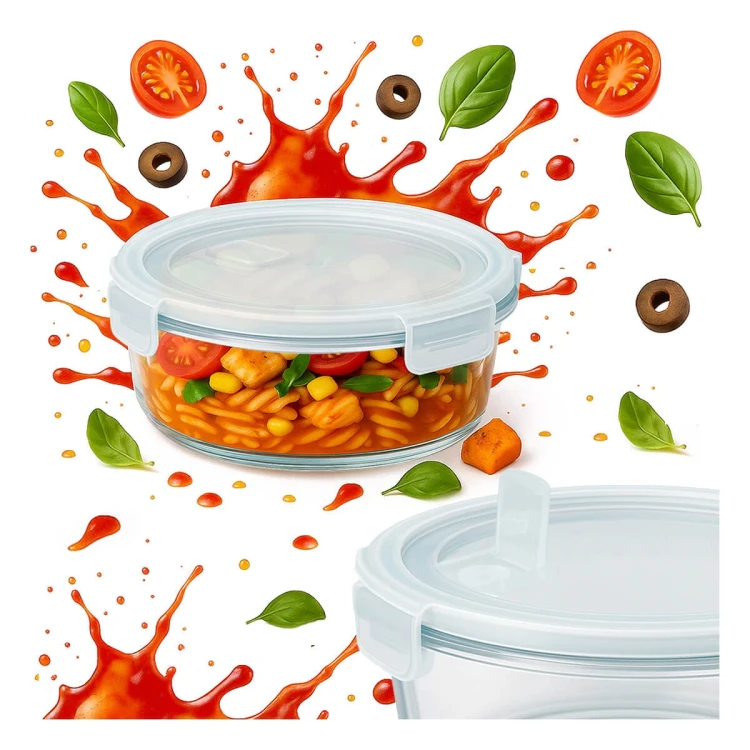 Okragly szklany lunchbox Bimberek szklany pojemnik na zywnosc