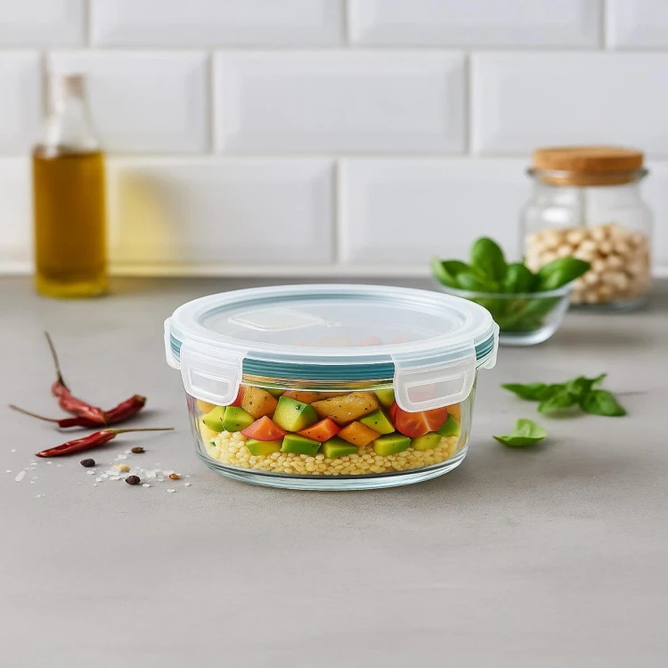 ekologiczny szklany pojemnik na zywnosc okragly maly 400ml lunchbox bimberek