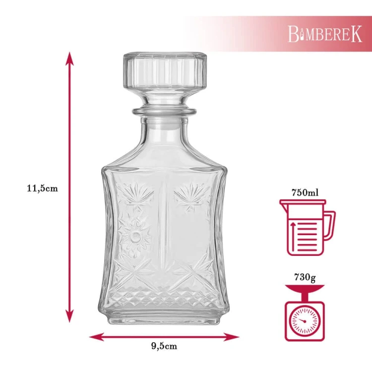 Szklana karafka 750 ml Lilia Bimberek wymiary