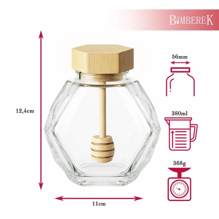 geometryczny sloik na miod Maja 380ml bimberek wymiary