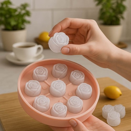 kostki lodu w ksztalcie rozy silikonowa foremka na lod roza bimberek sklep