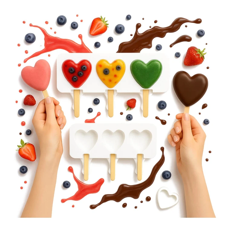Foremka na lody w ksztalcie serca na patyku bimberek trzy lody domowe