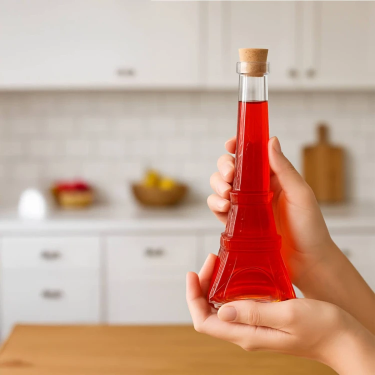 Mala karafka butelka na nalewke wieza eiffla butelka 190ml bimberek