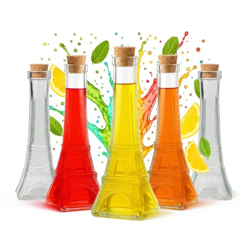 Mala karafka wieza eiffla butelka 190ml bimberek zestaw pieciu